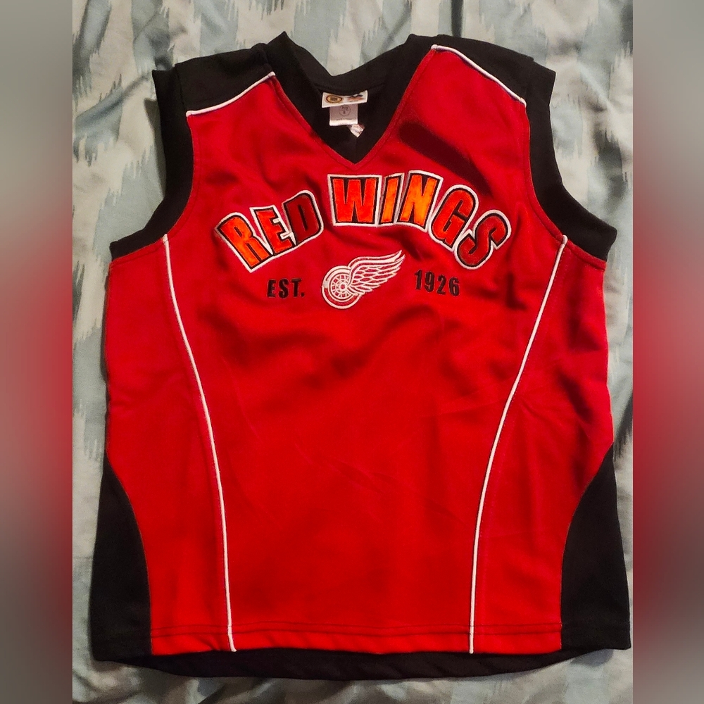 Vintage DETROIT RED WINGS NHL Tank Top Youth Size Small 8 Mighty‎ Mac Sport